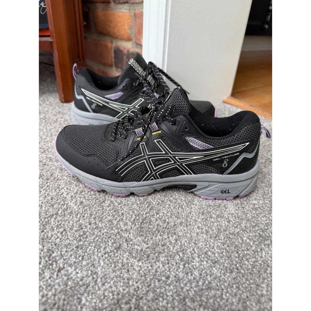 ASICS Gel-Venture 8 Womens Trail Running Shoes Black Lavender Size 8.5